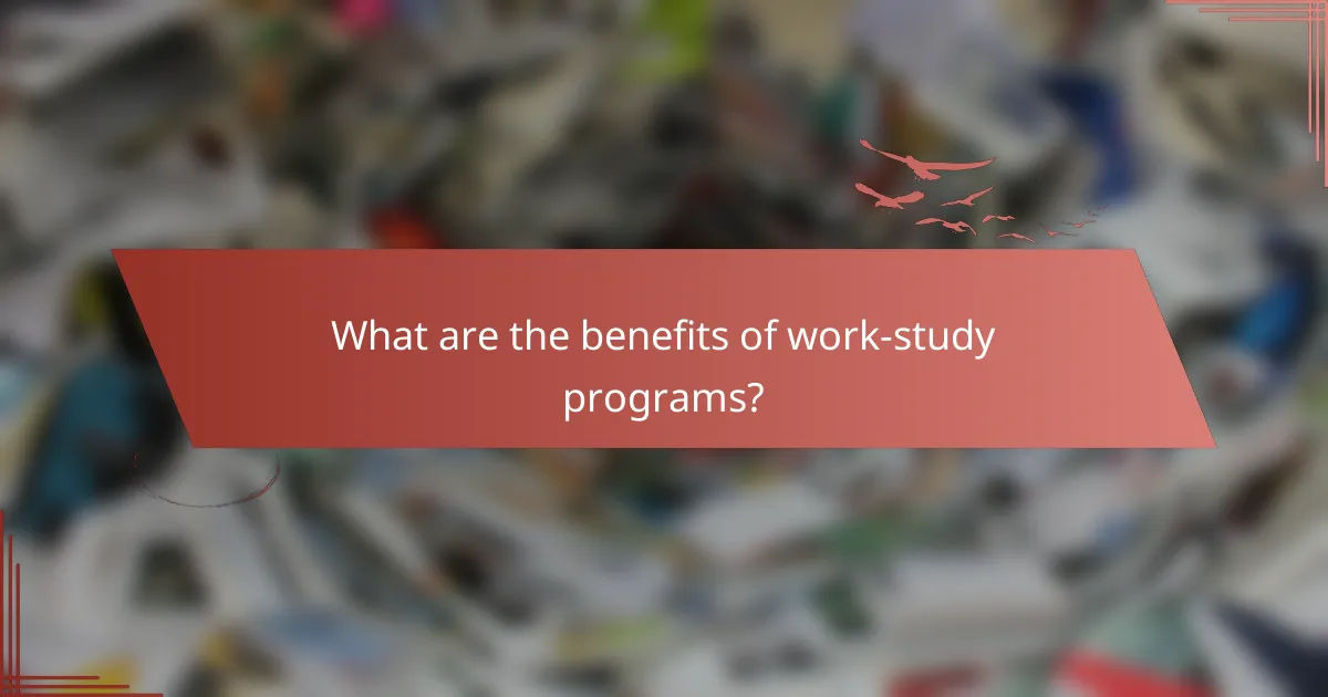 What are the benefits of work-study programs?