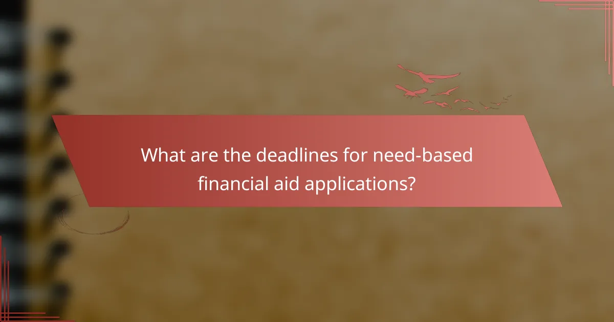 What are the deadlines for need-based financial aid applications?